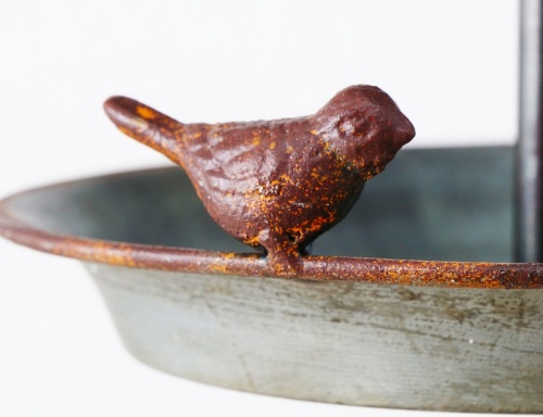 Декоративная птичья кормушка "Пташки под зонтиком", цинк, медно-серая, 24 см, Boltze фото 3