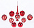 Набор елочных игрушек "Метелица", верхушка+4х60 мм+4х75 мм, красный, Елочка