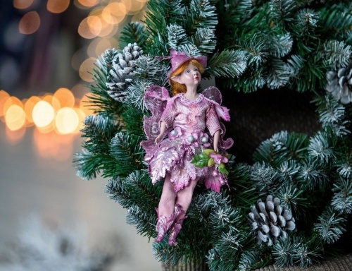 Кукла на ёлку "Девочка-эльф", лиловая, подвеска, 23 см, Eggl фото 2