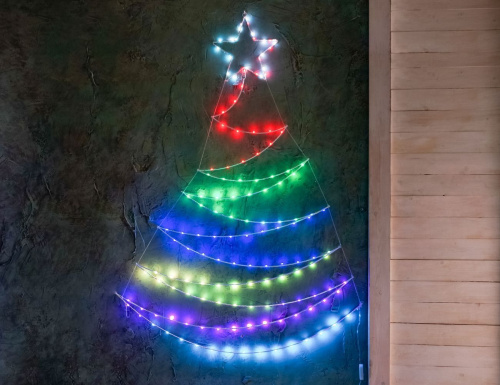 Настенное светящееся панно ЁЛКА 'ЗИМНЯЯ РАДУГА', 150 см, 140 разноцветных LED-огней, уличное, Kaemingk фото 2
