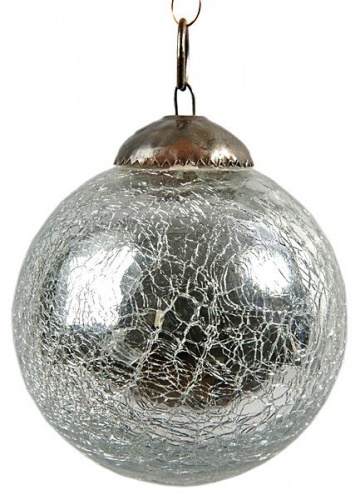 Винтажный шар серебряный состаренный, стекло (Kaemingk) фото 2