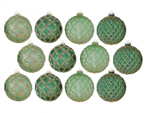 Набор коллекционных ёлочных шаров "Амелия", стекло, 10 см, упаковка 12 шт., Boltze