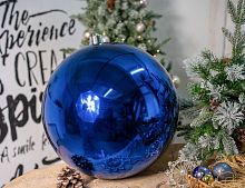 Пластиковый шар, глянцевый, синий, 500 мм, Winter Deco