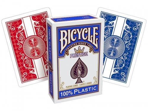 Карты "Bicycle Prestige Rider 100% Plastic Jumbo red/blue" фото 2