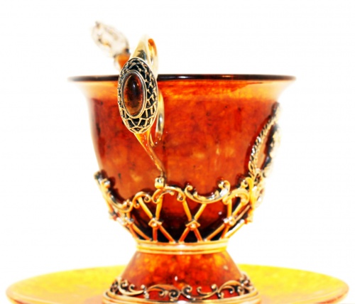 Чашка чайная "Пётр I" из янтаря, 9302/L фото 3