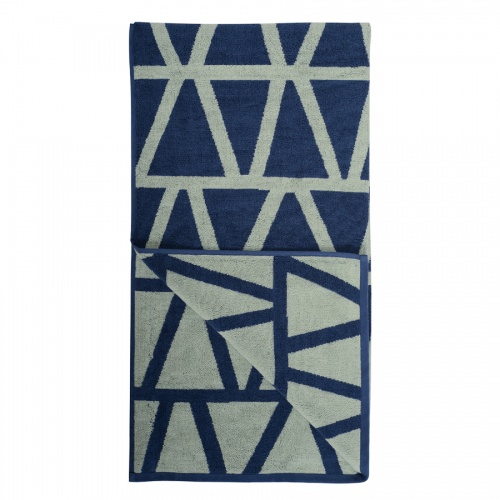 Полотенце жаккардовое банное с авторским дизайном Geometry серо-синего цвета из коллекции Wild, 70х1 фото 9