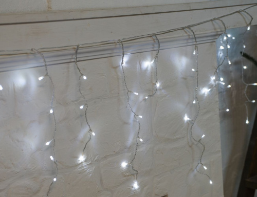 Электрогирлянда БАХРОМА ICICLE, 100 холодных/тёплых белых LED-огней, прозрачный ПВХ, 2х0.7+3 м, пульт, SNOWHOUSE фото 6