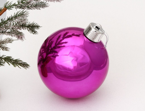 Пластиковый шар, глянцевый, фуксия, 200 мм, Winter Deco фото 2
