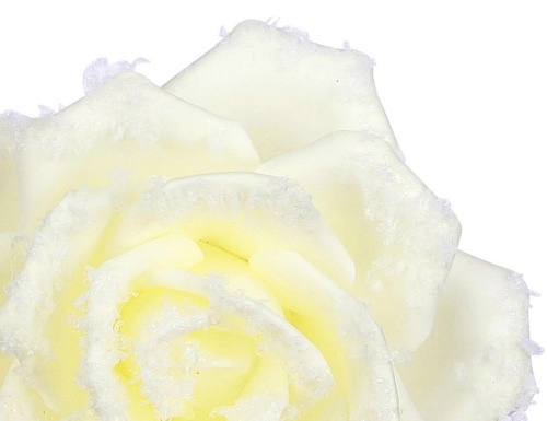 Декоративный цветок САХАРНО-ПУШИСТАЯ РОЗА на клипсе, полиэстер, белый, 15 см, Edelman фото 2