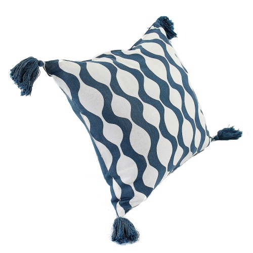 Чехол для подушки traffic с кисточками серо-синего цвета из коллекции cuts&pieces, 45х45 см фото 6