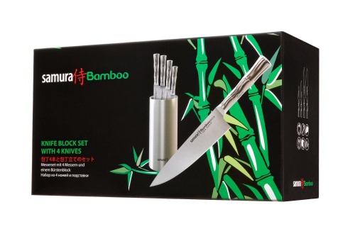 Набор из 4 ножей и подставки Samura Bamboo, в подарочной коробке фото 3