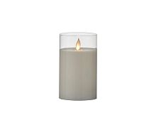 Восковая светодиодная свеча в стакане "Танцующее пламя", тёплый белый LED-огонь, батарейки, Edelman, Mica