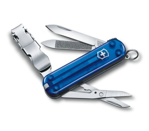 Нож Victorinox Classic Nail Clip 580, 65 мм, 8 функций, полупрозрачный синий