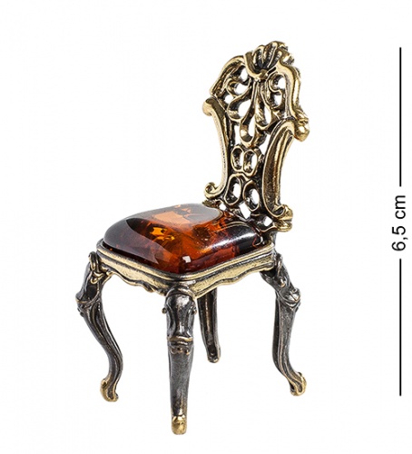 AM-1342 Фигурка "Винтажный стул" (латунь, янтарь)