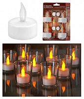 Свечи чайные "Классические", с LED-огнями, белые, набор 4 шт., 3.8х4.8 см, батарейки, Koopman International