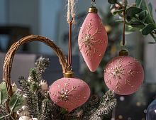 Набор стеклянных шаров и украшений РОЗОВЫЙ БАРХАТ, 8-12 см, 12 шт., Winter Deco