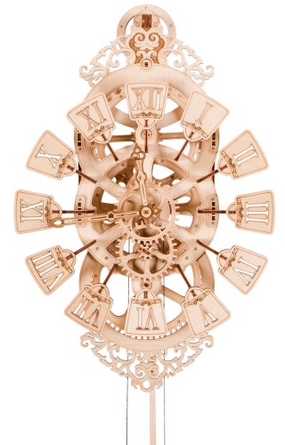 Механическая сборная модель Wood Trick Настенные часы с маятником фото 7