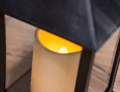 Фонарик со свечой БАШЕНКА С ОГОНЬКОМ чёрный, тёплый LED-огонь, 23 см, таймер, батарейки, Koopman International фото 2