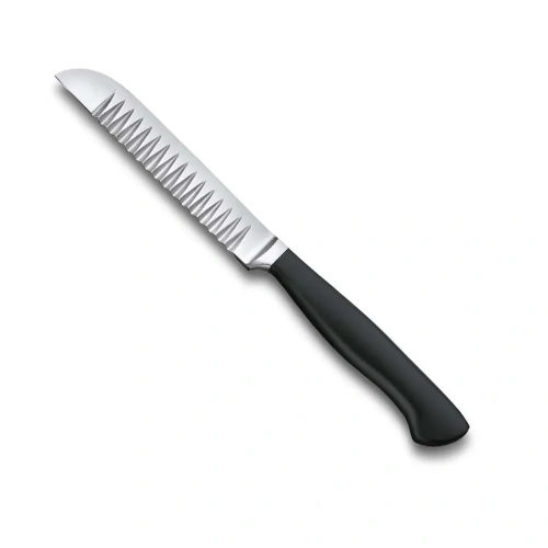 Нож Victorinox, лезвие 15 см, рифленый край, черный