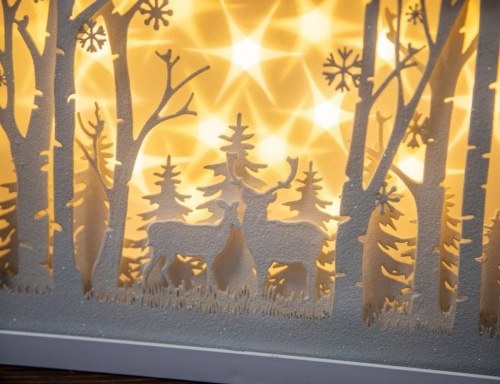 Светящаяся декорация "Олений лес", белое, 16 тёплых белых LED-огней, 6.7x30x21.5 см, таймер, батарейки, Kaemingk фото 3