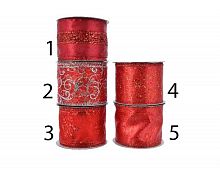 Лента для декорирования "Тёплый блик", красная, 6.3x270 см, разные модели, Kaemingk
