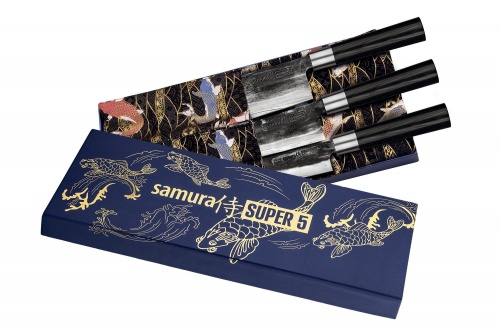Набор из 3 кухонных ножей Samura Super 5, VG-10 5 слоев, микарта фото 2