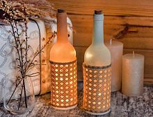 Светильник-бутылка МЕДОВЫЙ ЗАКАТ, 10 теплых белых LED-ламп, 28 см на батарейках, стекло, Kaemingk