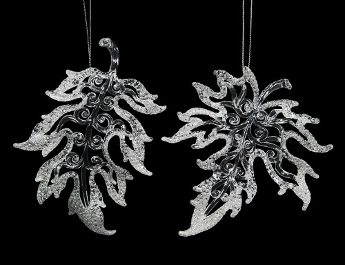 Ёлочное украшение "Ледяной листик", серебристый, 15 см, в ассортименте, Crystal deco фото 2
