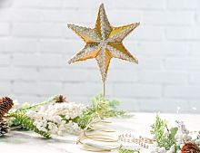 Ёлочная верхушка ЗВЕЗДА АЛЬЦИОНА, полиэстер, золотая, 30 см, Winter Deco