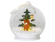 Светящийся шар с фигурками FOREST FRIENDS - ЛИСЁНОК И СОВА, стекло, дерево, тёплый белый LED-огонь, 9 см, батарейки, STAR trading