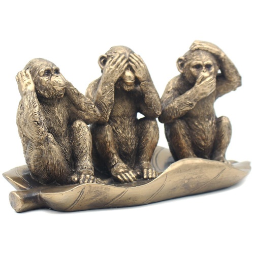 Бронза Три мудрые обезьянки 28х14см