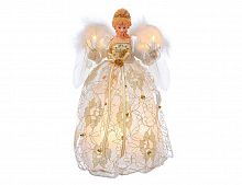 Светящаяся фигура "Ангел тейя", фарфор, текстиль, 10 LED-огней, 30.4 см, Kurts Adler
