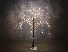 Светящееся дерево МОЛОДАЯ ИВУШКА, коричневая, тёплые белые LED-огни, таймер, уличная, Edelman, Luca