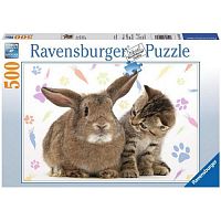 Пазл Необычные друзья Кролик и котёнок, Ravensburger