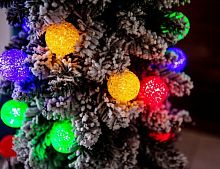 Электрогирлянда разноцветная "Шар с кристаллами", 20 холодно белых LED ламп, 2,6 м, зеленый провод, коннектор, SNOWMEN