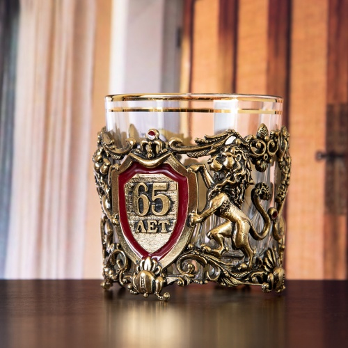 Бокал для виски юбилей 65 лет в деревянной шкатулке фото 3