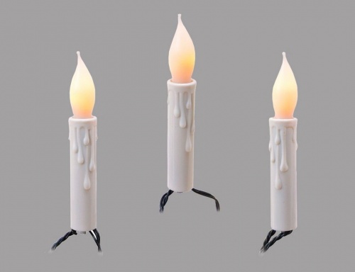 Электрогирлянда "Оплавленные свечи" белые с эффектом натурального пламени, 15 ламп, 5.6+1.5 м, Kaemingk (Lumineo)