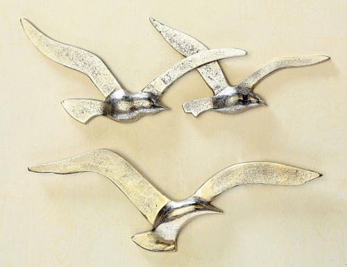 Интерьерное украшение на стену "Серебряные чайки", металлическое, 35х12 см, Boltze фото 5