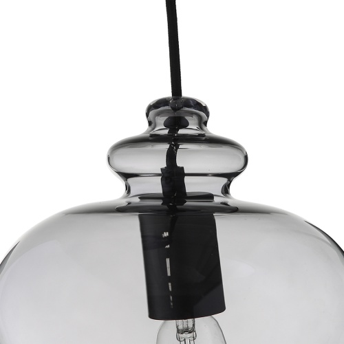 Лампа подвесная grace, 25хD21 см, дымчатое стекло, черный цоколь фото 5