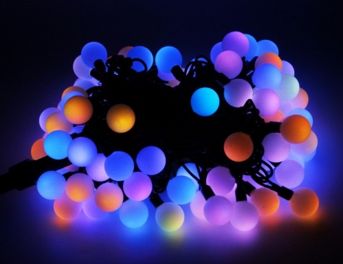 Электрогирлянда "Большие разноцветные мультишарики" с медленной динамикой, 100 RGB LED-ламп, 15 м, коннектор, черный каучук, уличная, SNOWHOUSE фото 5