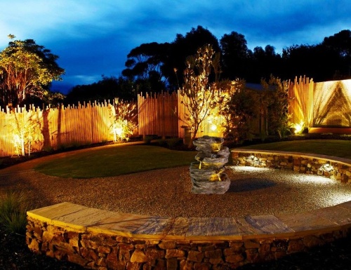 Декоративный садовый фонтан-каскад ДИ МОНТАНЬЯ, искусственный камень, тёплая белая LED-подсветка, 54 см, Kaemingk (Lumineo) фото 2