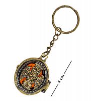 AM-1612 Брелок "Медальон Филин" (латунь, янтарь)