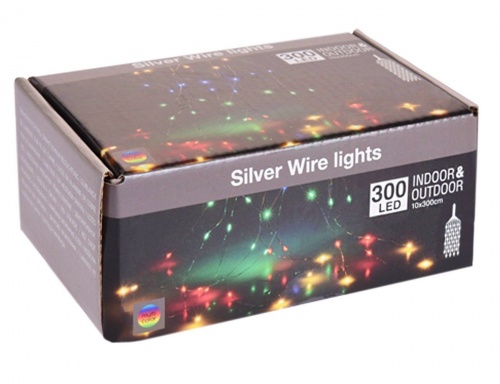 Гирлянда "Лучи" (роса), 300 разноцветных mini LED-ламп, 10*3+5 м, серебряный провод, уличная, Koopman International фото 2