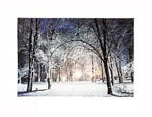 Светящаяся картина ЗИМНИЙ ПРОМЕНАД - ПАРК, 6 холодных/тёплых LED-огней, 58х38 см, батарейки, Kaemingk (Lumineo)