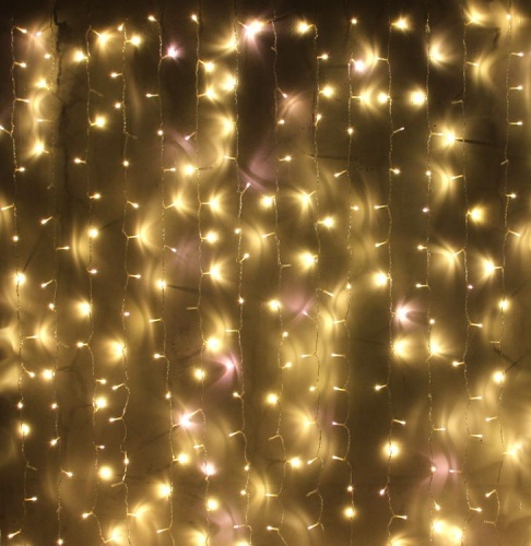 Световой занавес "Вечерний уют", 240 тёплых белых LED-огней, 2х2+5 м, прозрачный провод, уличный, Kaemingk