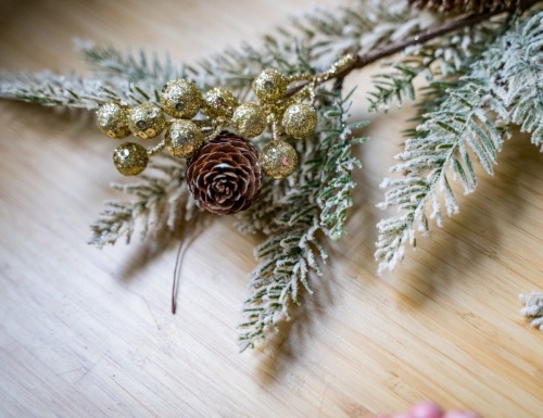 Хвойный декор капля "Пуансеттия", 60 см, Due Esse Christmas фото 2