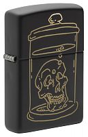 Зажигалка Zippo Skull Design, покрытие Black Matte, латунь/сталь, черная, матовая, 38x13x57 мм