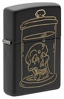 Зажигалка Zippo Skull Design, покрытие Black Matte, латунь/сталь, черная, матовая, 38x13x57 мм