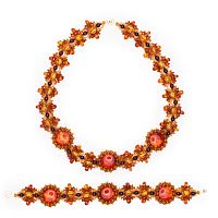 Комплект из натурального янтаря: ожерелье, браслет, 11057-1, 20922-1