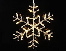 Подвесная светящаяся снежинка АНТАРКТИКА, 24 экстра-тёплых белых LED-огня, 40см+5м, прозрачный провод, уличная, STAR trading